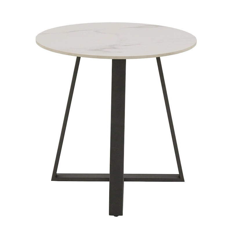 Jurmala Glossy Sintered Stone with Grey Metal Base End Table by iNSPIRE Q Modern