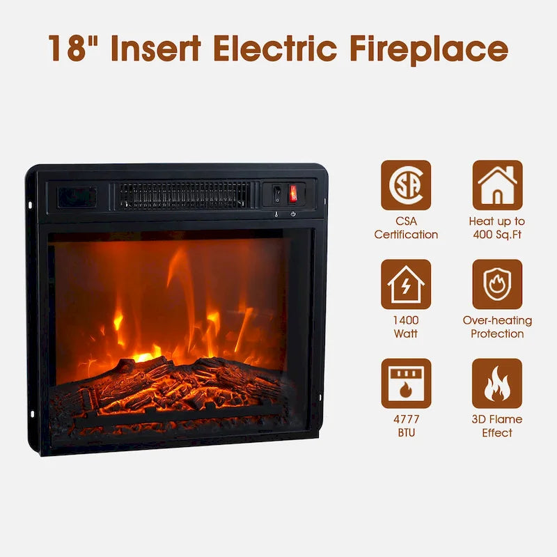 48  Modern Black Electric Fireplace TV Stands Media Console for TVs up to 55