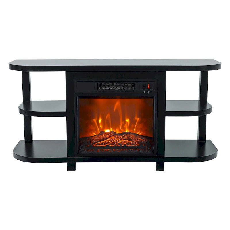 48  Modern Black Electric Fireplace TV Stands Media Console for TVs up to 55