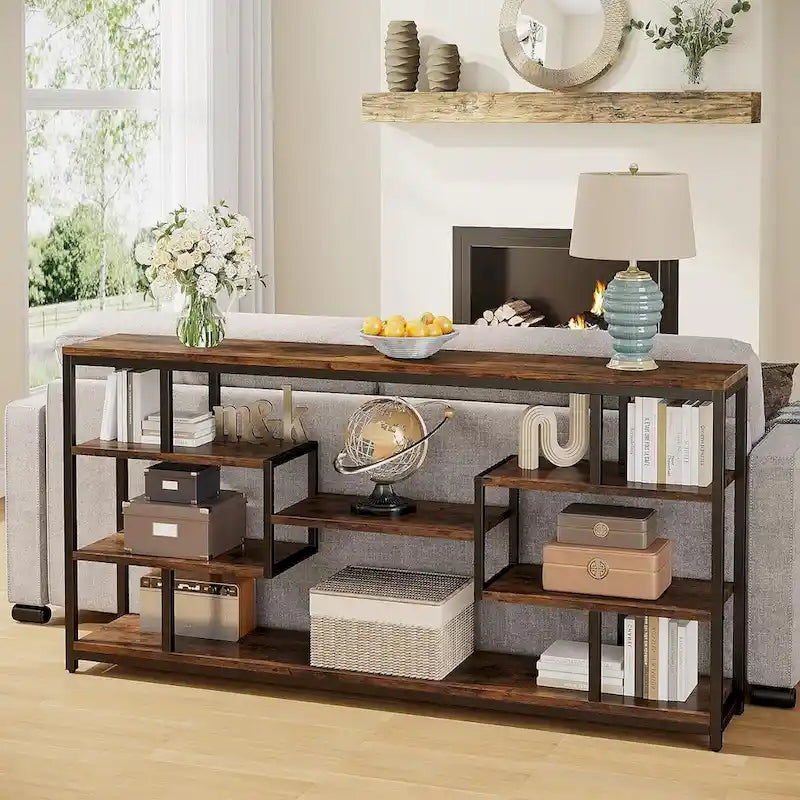 70.87  Console Table Sofa Table with 5-Tier Open Storage Shelves
