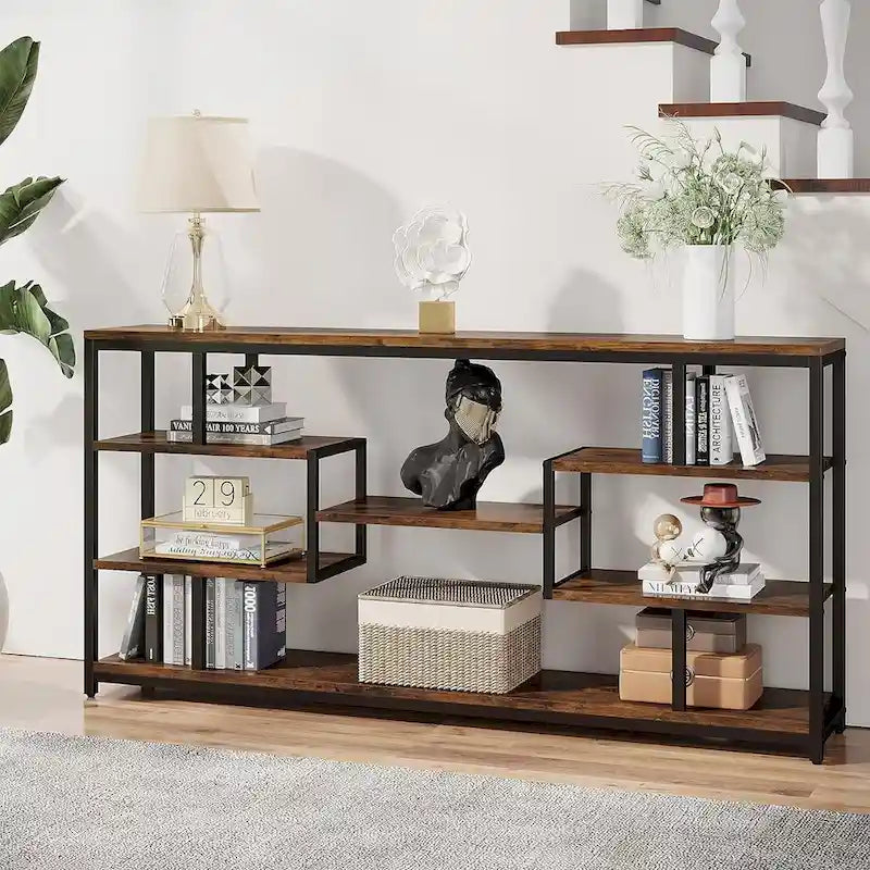 70.87  Console Table Sofa Table with 5-Tier Open Storage Shelves