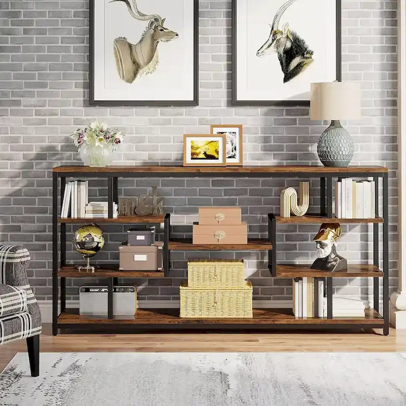 70.87  Console Table Sofa Table with 5-Tier Open Storage Shelves