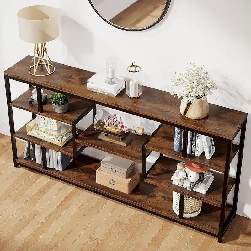 70.87  Console Table Sofa Table with 5-Tier Open Storage Shelves