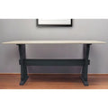 HomeRoots 70  Ivory and Black Genuine Marble Trestle Console Table - 70