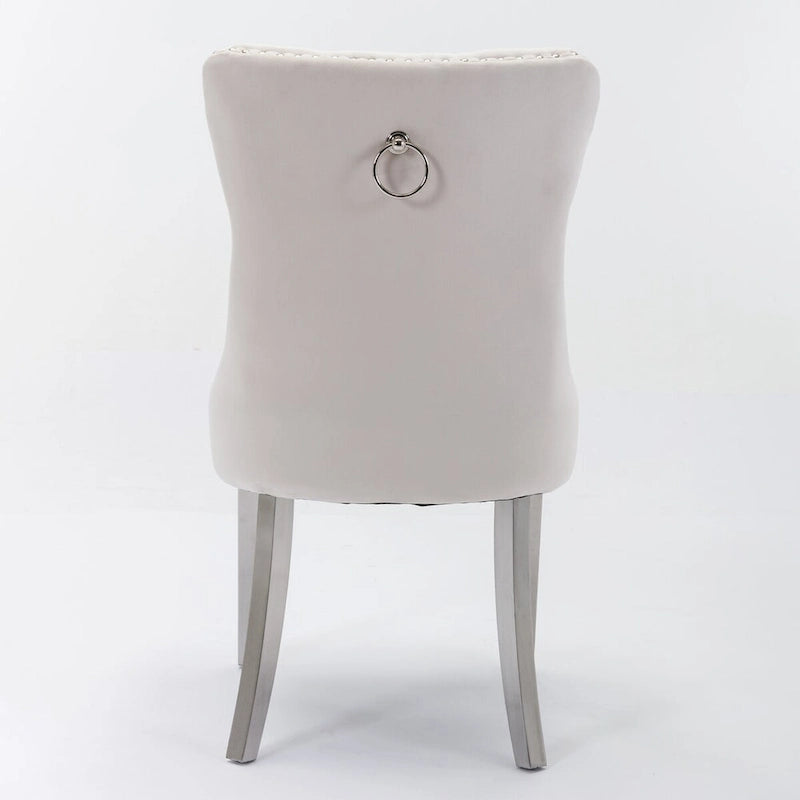 High-end Tufted Solid Wood Contemporary Velvet Upholstered Dining Chair with Chrome Stainless Steel Plating Legs,Set of 2