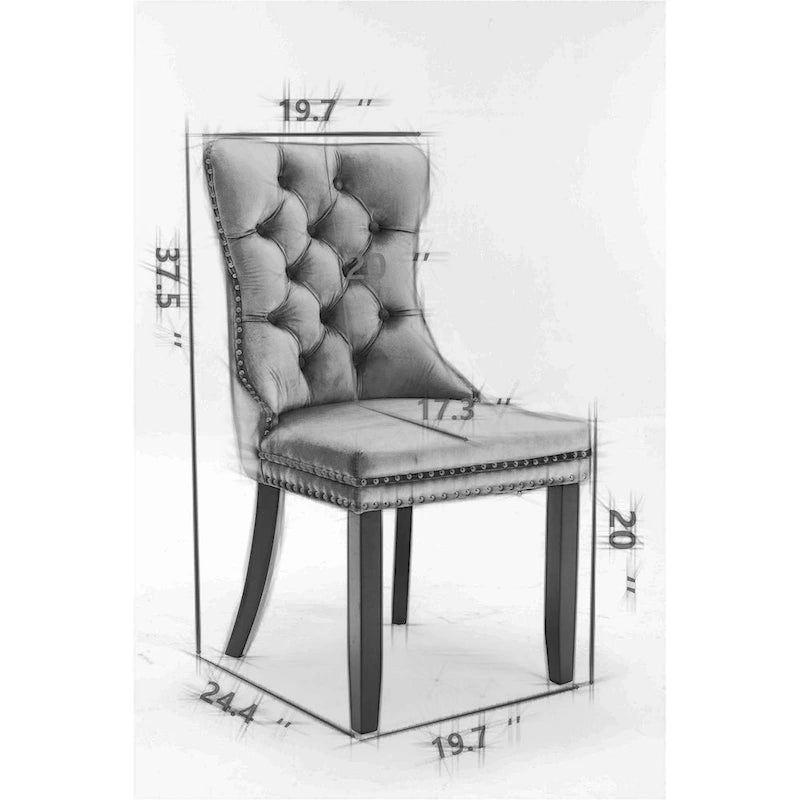 High-end Tufted Solid Wood Contemporary Velvet Upholstered Dining Chair with Chrome Stainless Steel Plating Legs,Set of 2