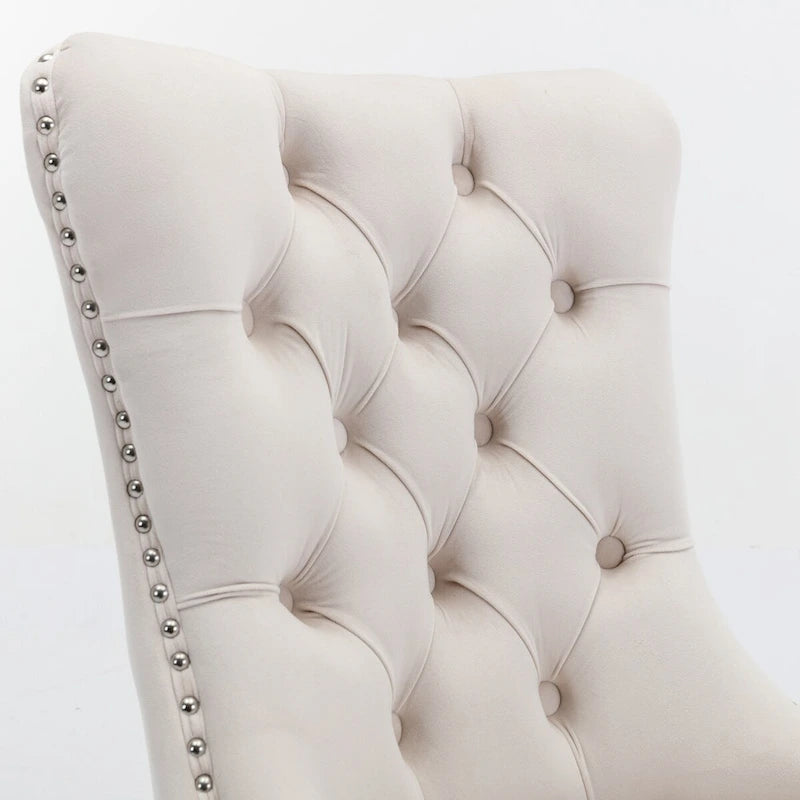 High-end Tufted Solid Wood Contemporary Velvet Upholstered Dining Chair with Chrome Stainless Steel Plating Legs,Set of 2