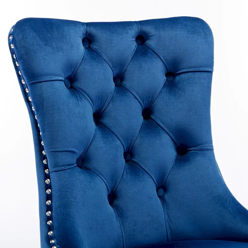 High-end Tufted Solid Wood Contemporary Velvet Upholstered Dining Chair with Chrome Stainless Steel Plating Legs,Set of 2