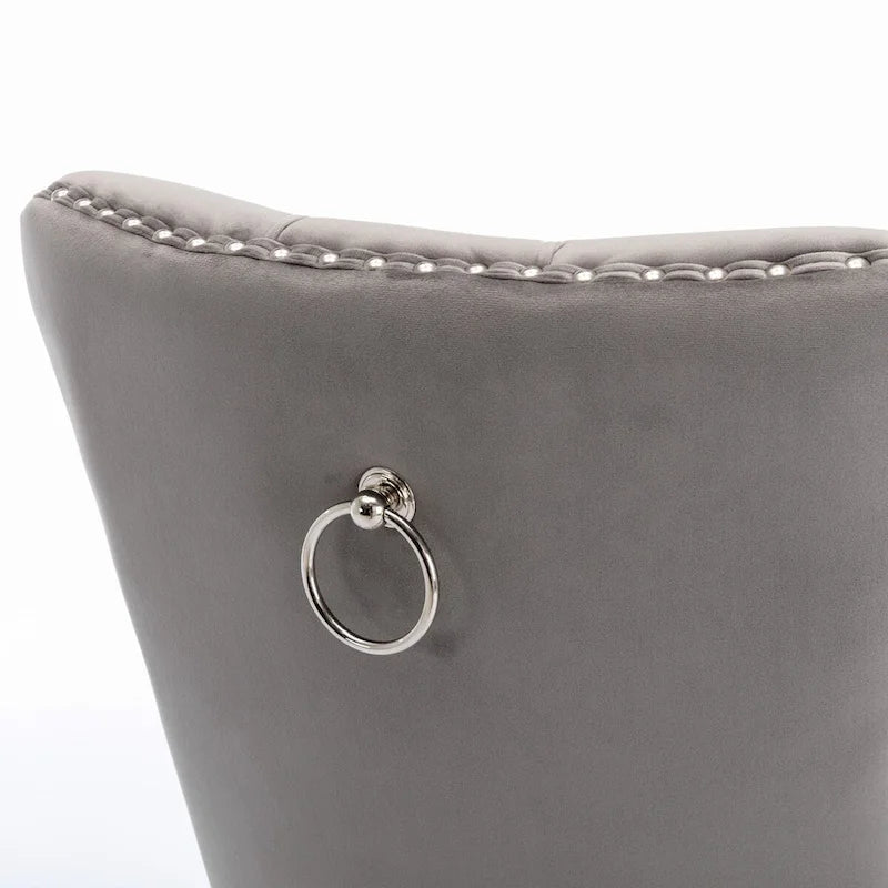 High-end Tufted Solid Wood Contemporary Velvet Upholstered Dining Chair with Chrome Stainless Steel Plating Legs,Set of 2