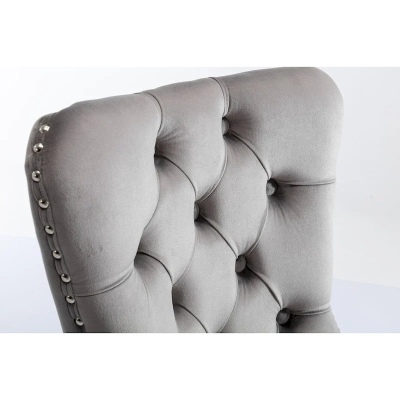 High-end Tufted Solid Wood Contemporary Velvet Upholstered Dining Chair with Chrome Stainless Steel Plating Legs,Set of 2