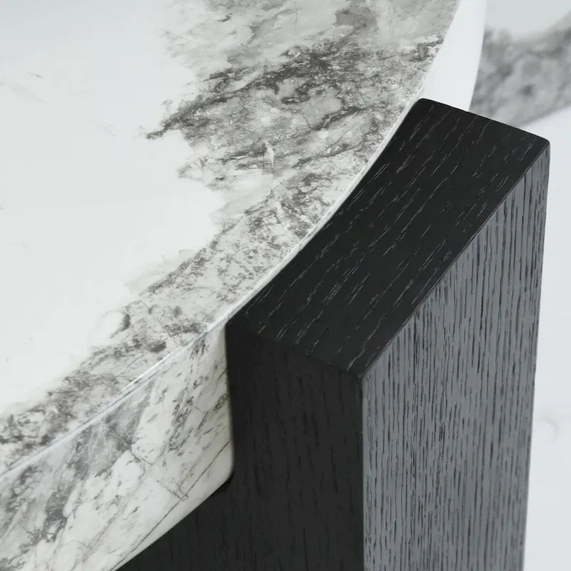 Modern Round Nesting Coffee Table Set of 2 With Glass Top