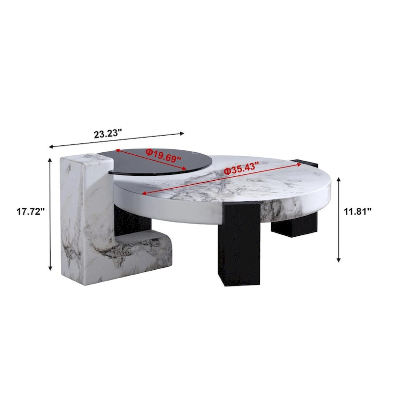 Modern Round Nesting Coffee Table Set of 2 With Glass Top