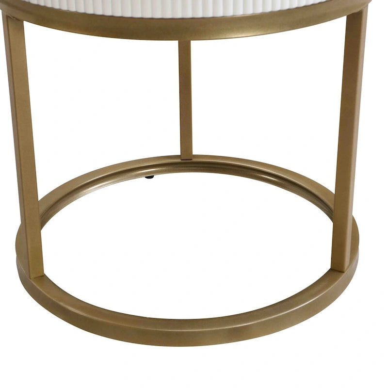 19.68 Inch Marble Round End Table with storage, Modern Nightstand with Drawer, Side Table for Living Room&Bedroom