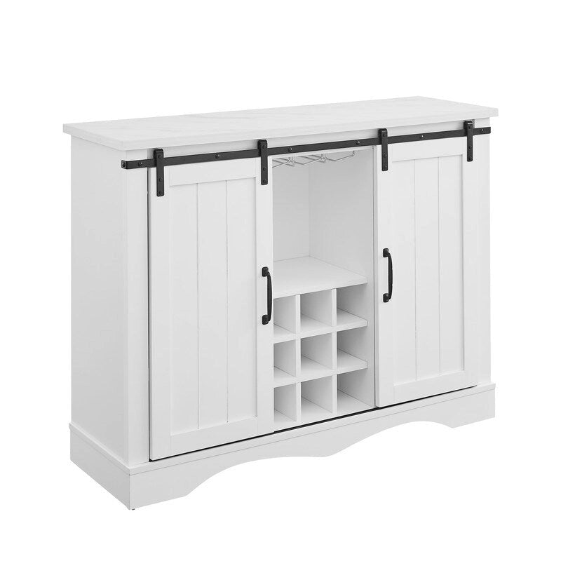 Rustic 47-inch Bar Cabinet with Sliding Barn Door