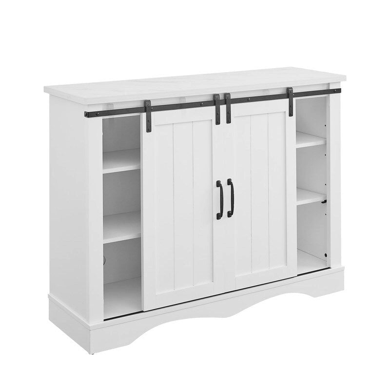 Rustic 47-inch Bar Cabinet with Sliding Barn Door