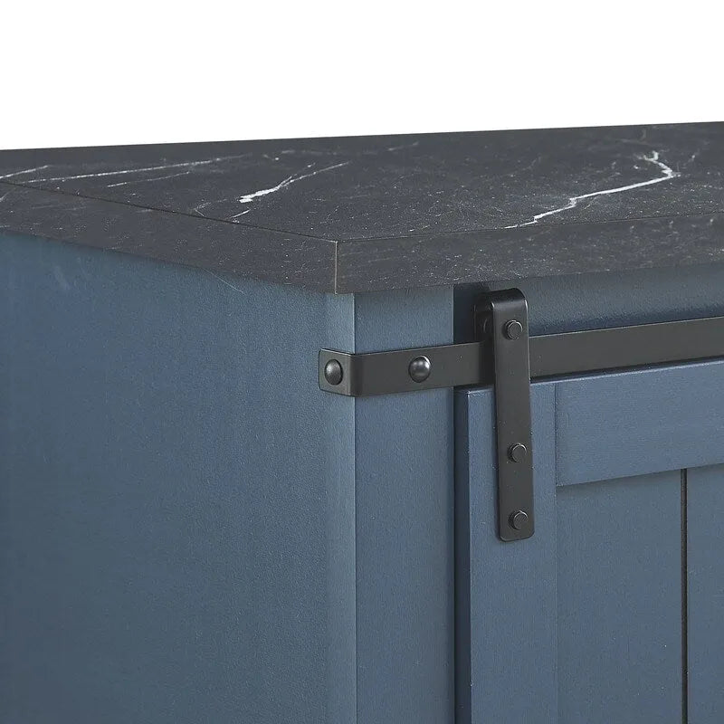 Rustic 47-inch Bar Cabinet with Sliding Barn Door