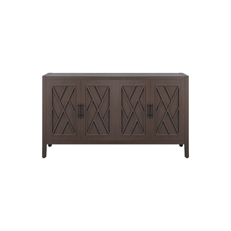 Accent Cabinet 4 Door Wooden Twill Sideboard Storage Cabinet