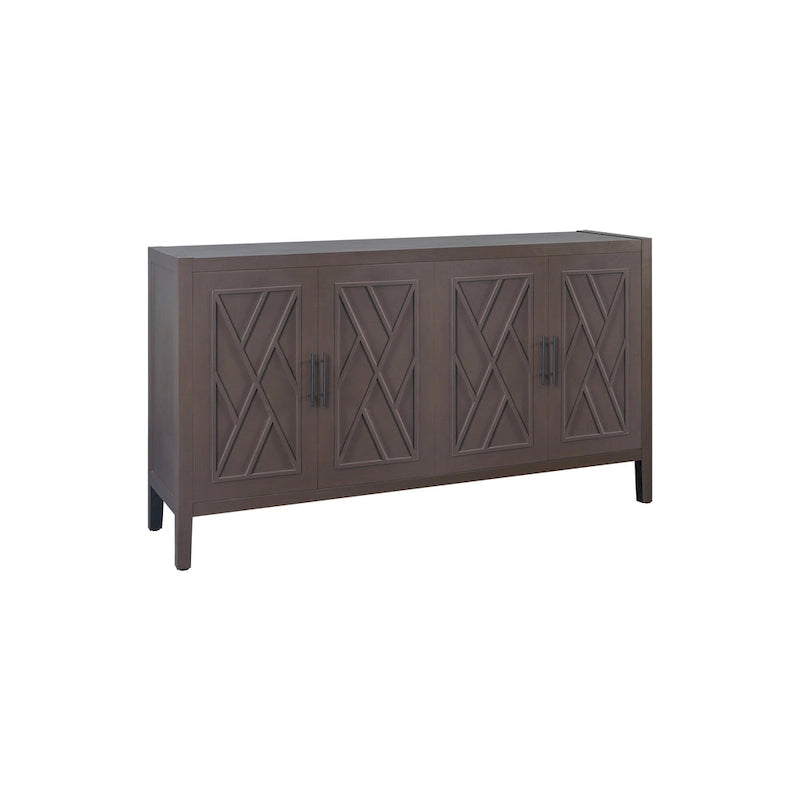 Accent Cabinet 4 Door Wooden Twill Sideboard Storage Cabinet