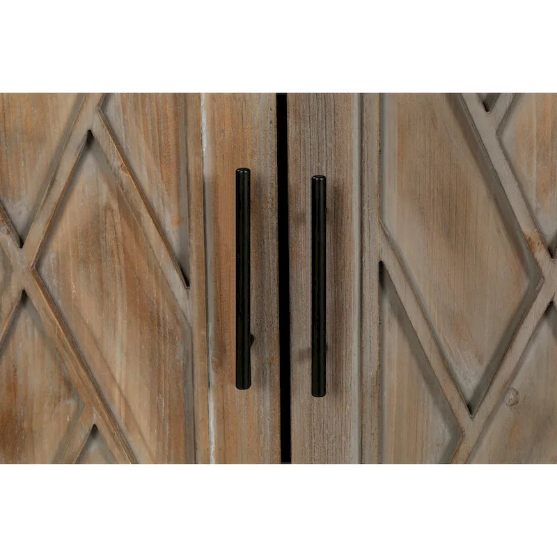 Accent Cabinet 4 Door Wooden Twill Sideboard Storage Cabinet