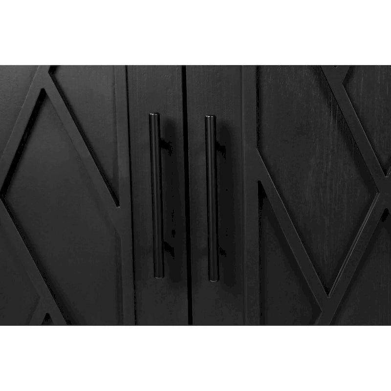 Accent Cabinet 4 Door Wooden Twill Sideboard Storage Cabinet