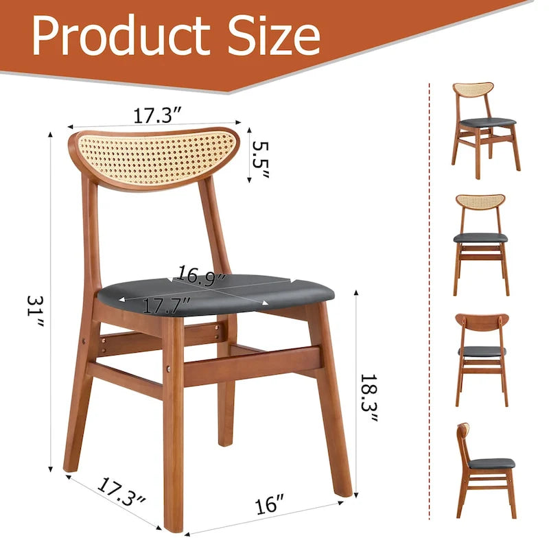 The stylish and durable solid wood dining chair, small curved back, PU cushion, and beautiful shape match with any room