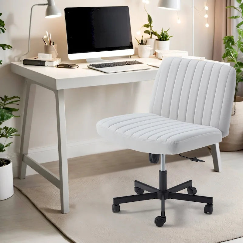 EROMMY Cross Legged Office ChairArmless Criss Cross Chair with WheelsHeight Adjustable for Office, Bedroom, Living Room - N/A