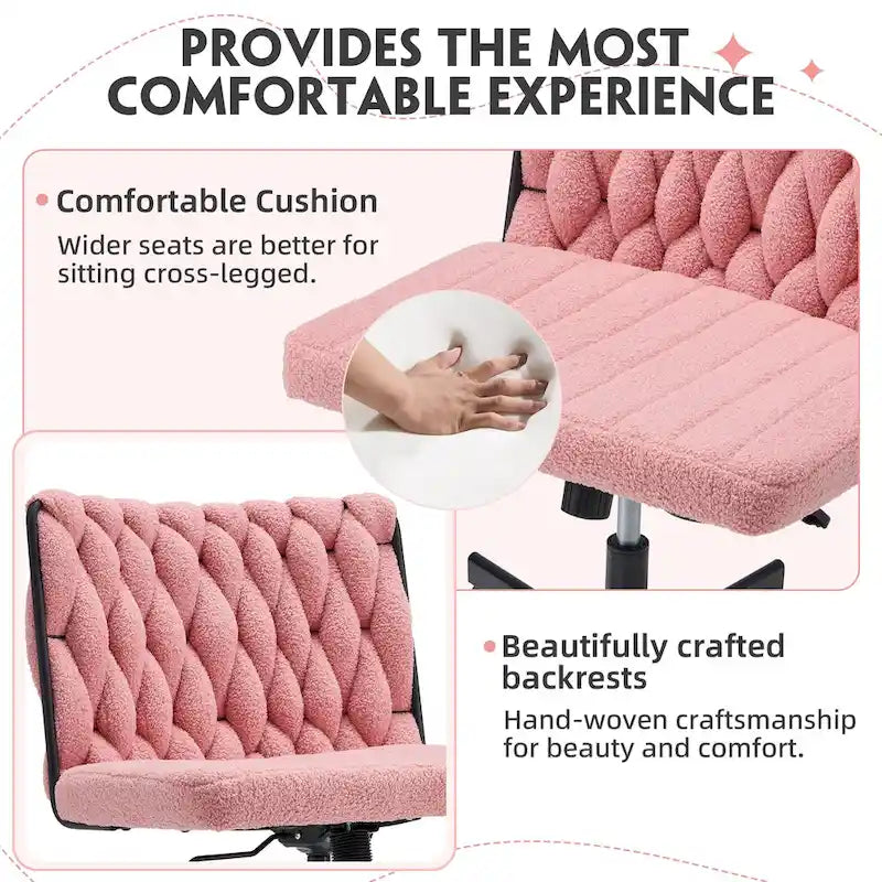 EROMMY Cross Legged Office ChairArmless Criss Cross Chair with WheelsHeight Adjustable for Office, Bedroom, Living Room - N/A