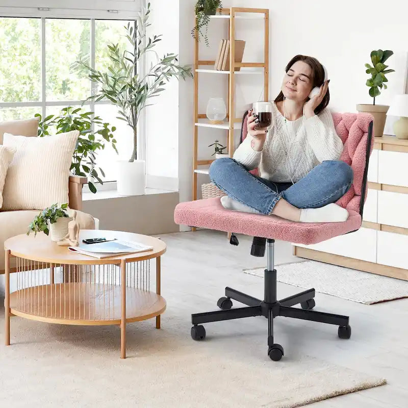 EROMMY Cross Legged Office ChairArmless Criss Cross Chair with WheelsHeight Adjustable for Office, Bedroom, Living Room - N/A