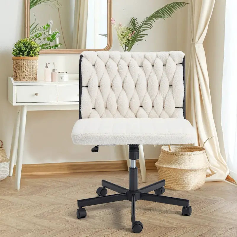 EROMMY Cross Legged Office ChairArmless Criss Cross Chair with WheelsHeight Adjustable for Office, Bedroom, Living Room - N/A