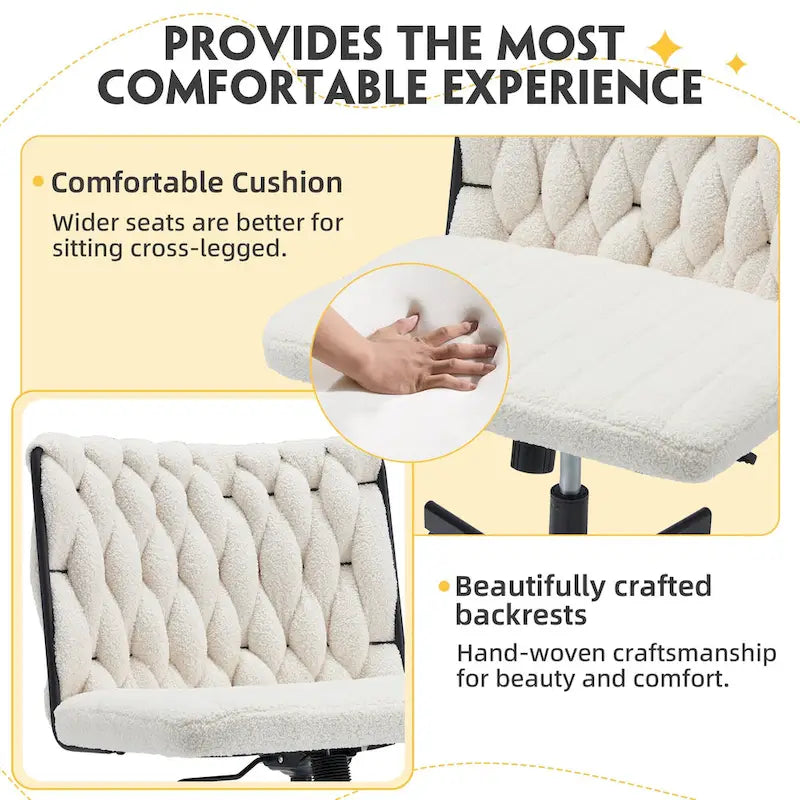 EROMMY Cross Legged Office ChairArmless Criss Cross Chair with WheelsHeight Adjustable for Office, Bedroom, Living Room - N/A