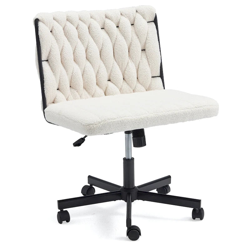 EROMMY Cross Legged Office ChairArmless Criss Cross Chair with WheelsHeight Adjustable for Office, Bedroom, Living Room - N/A