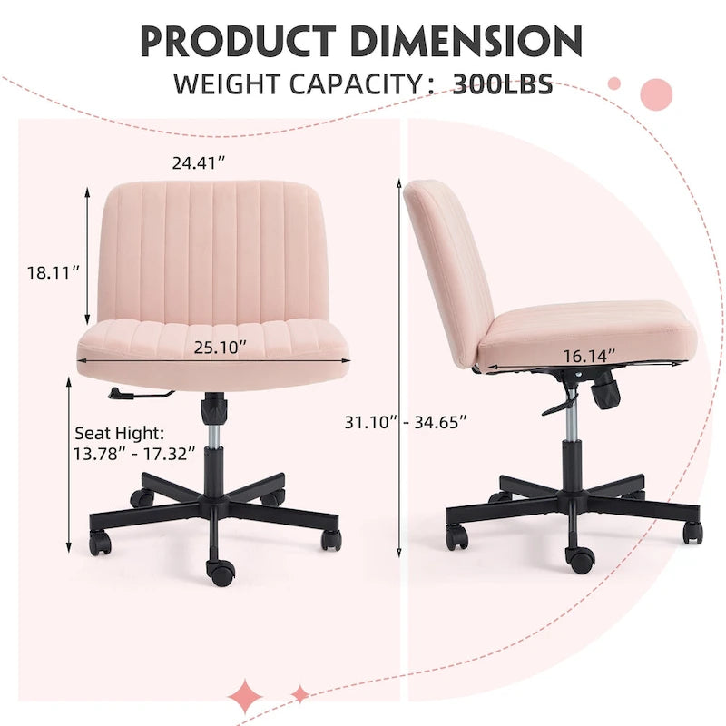 EROMMY Cross Legged Office ChairArmless Criss Cross Chair with WheelsHeight Adjustable for Office, Bedroom, Living Room - N/A