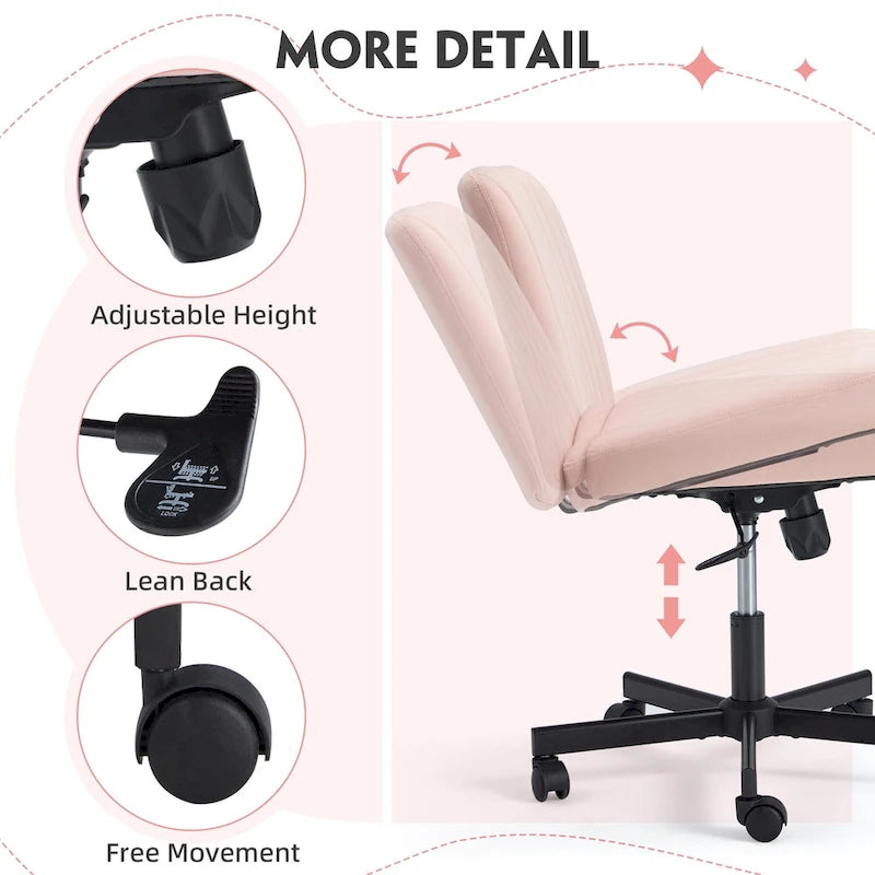 EROMMY Cross Legged Office ChairArmless Criss Cross Chair with WheelsHeight Adjustable for Office, Bedroom, Living Room - N/A