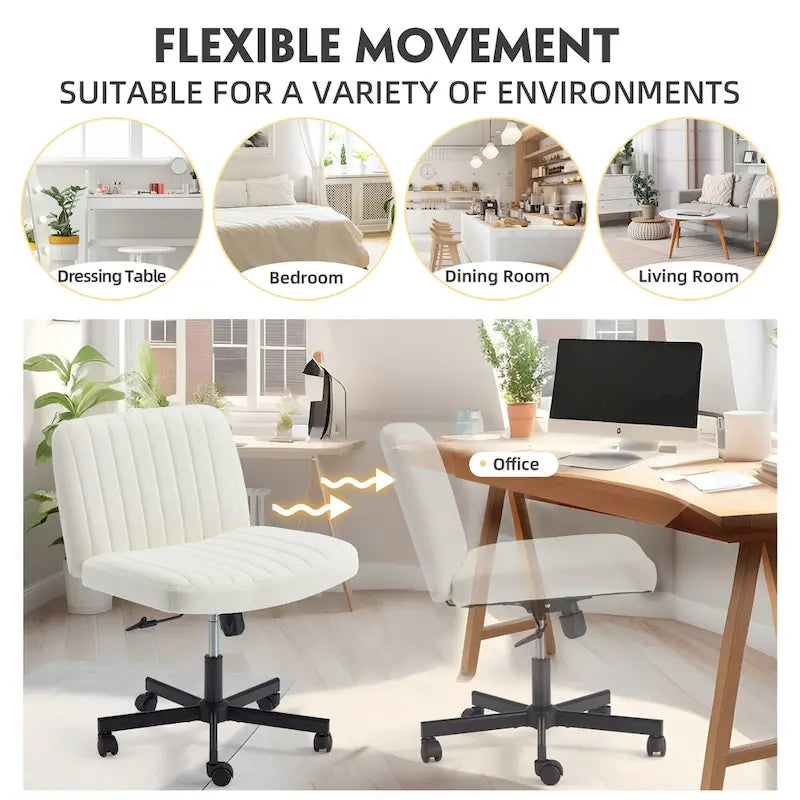 EROMMY Cross Legged Office ChairArmless Criss Cross Chair with WheelsHeight Adjustable for Office, Bedroom, Living Room - N/A
