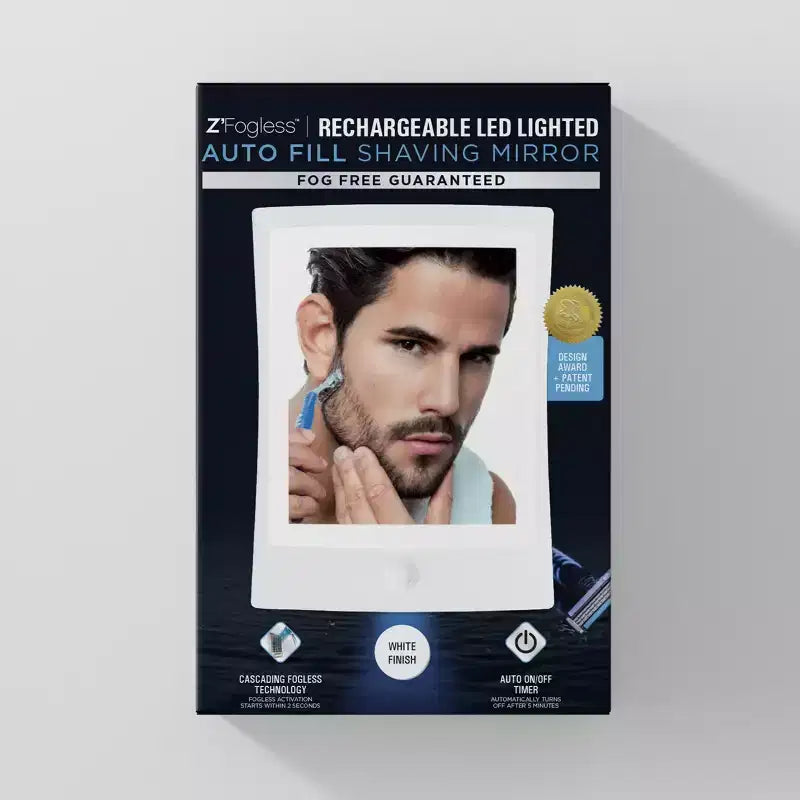 Miroir de courtoisie Zadro 2x7 rechargeable à LED résistant à l'eau pour salle de bain avec raclette