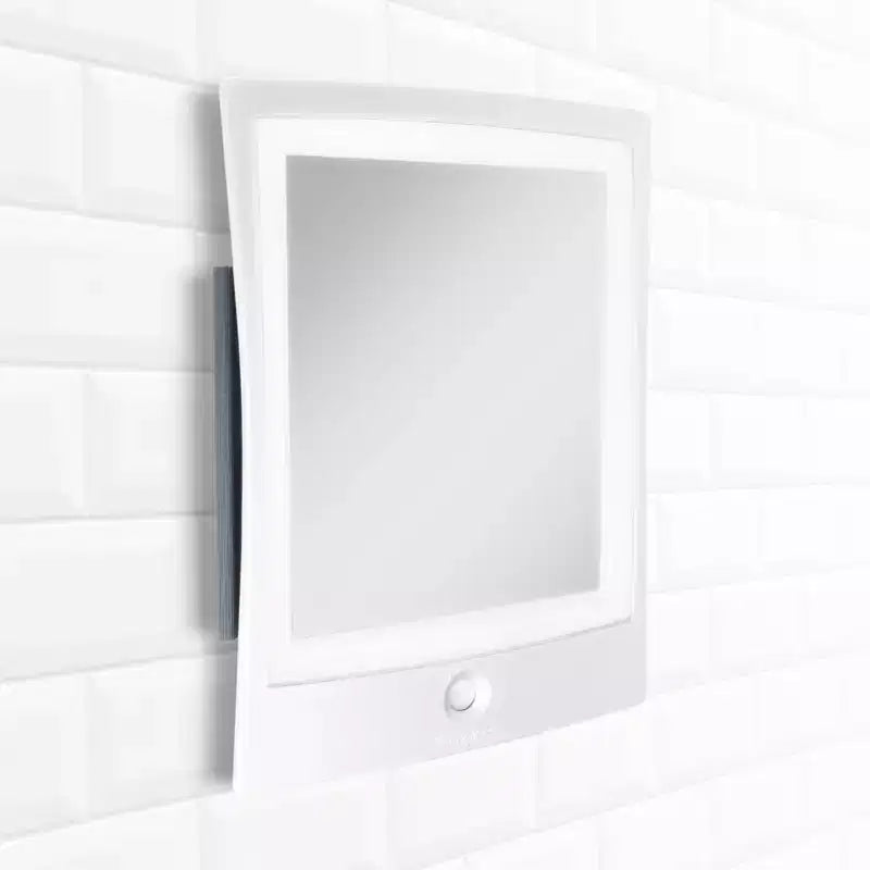 Miroir de courtoisie Zadro 2x7 rechargeable à LED résistant à l'eau pour salle de bain avec raclette