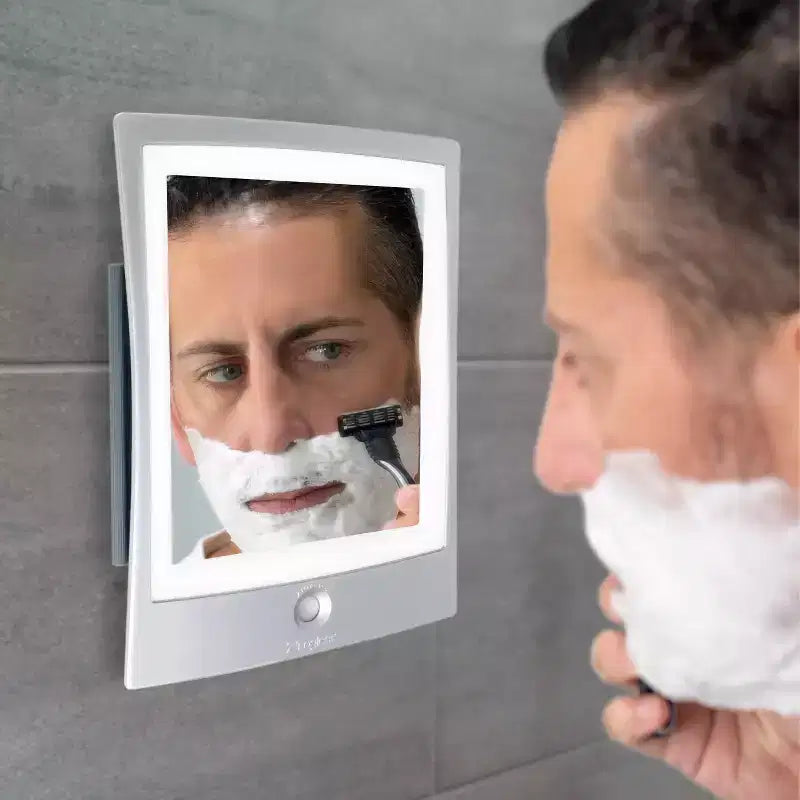 Miroir de courtoisie Zadro 2x7 rechargeable à LED résistant à l'eau pour salle de bain avec raclette