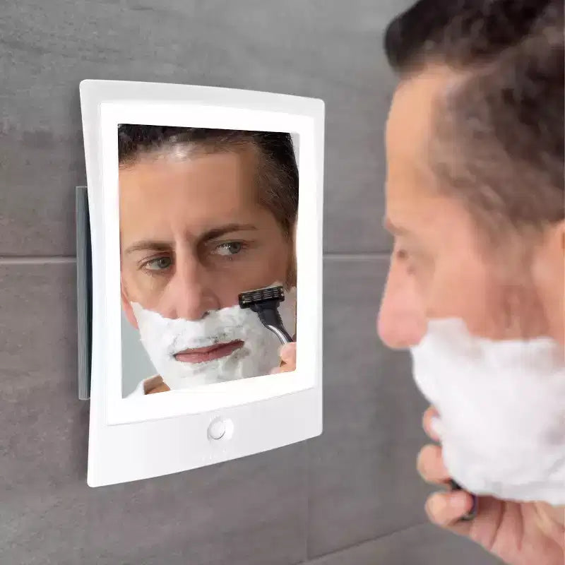 Miroir de courtoisie Zadro 2x7 rechargeable à LED résistant à l'eau pour salle de bain avec raclette