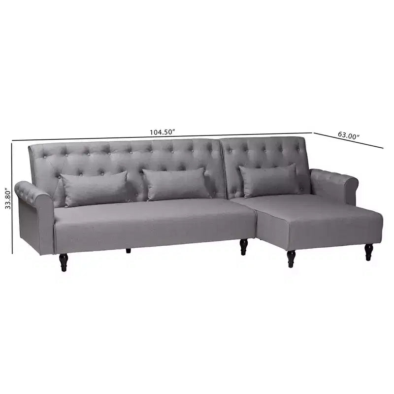 Baxton Studio Chesterfield Fabric Upholstered Convertible Sleeper Sofa