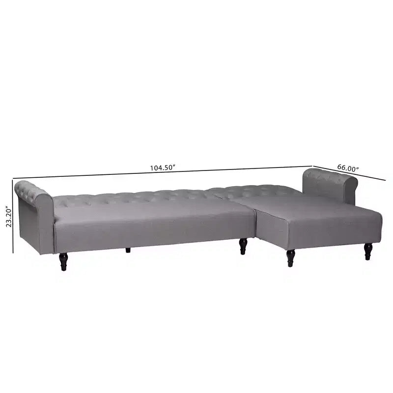 Baxton Studio Chesterfield Fabric Upholstered Convertible Sleeper Sofa