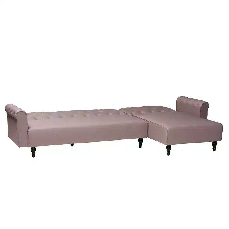 Baxton Studio Chesterfield Fabric Upholstered Convertible Sleeper Sofa