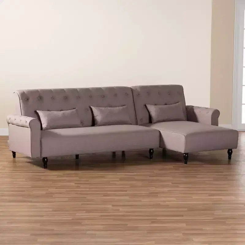 Baxton Studio Chesterfield Fabric Upholstered Convertible Sleeper Sofa