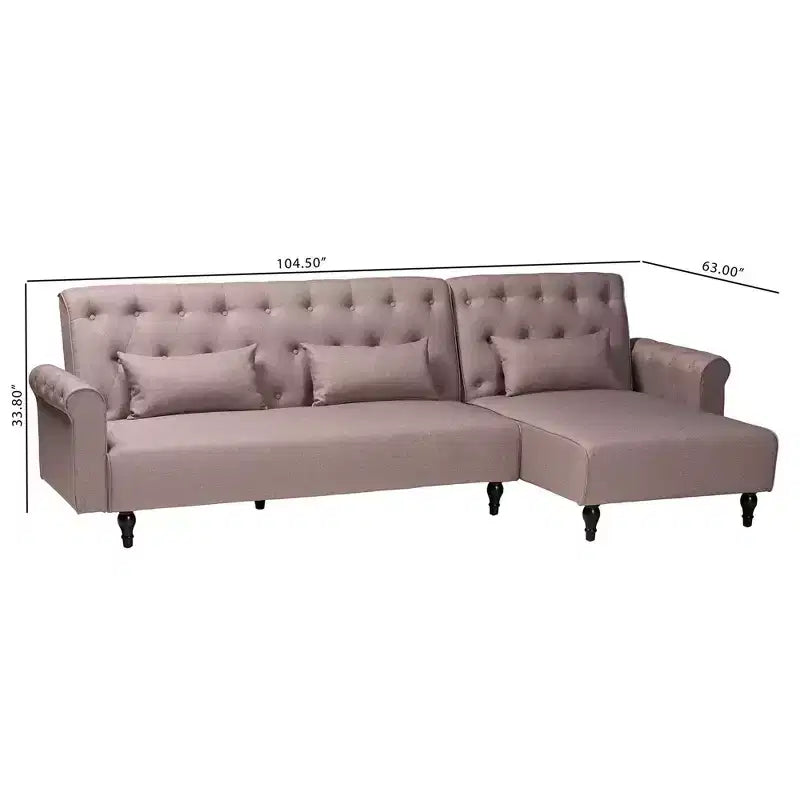 Baxton Studio Chesterfield Fabric Upholstered Convertible Sleeper Sofa