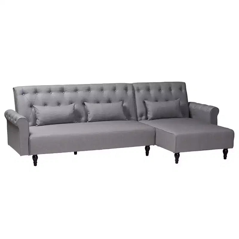 Baxton Studio Chesterfield Fabric Upholstered Convertible Sleeper Sofa