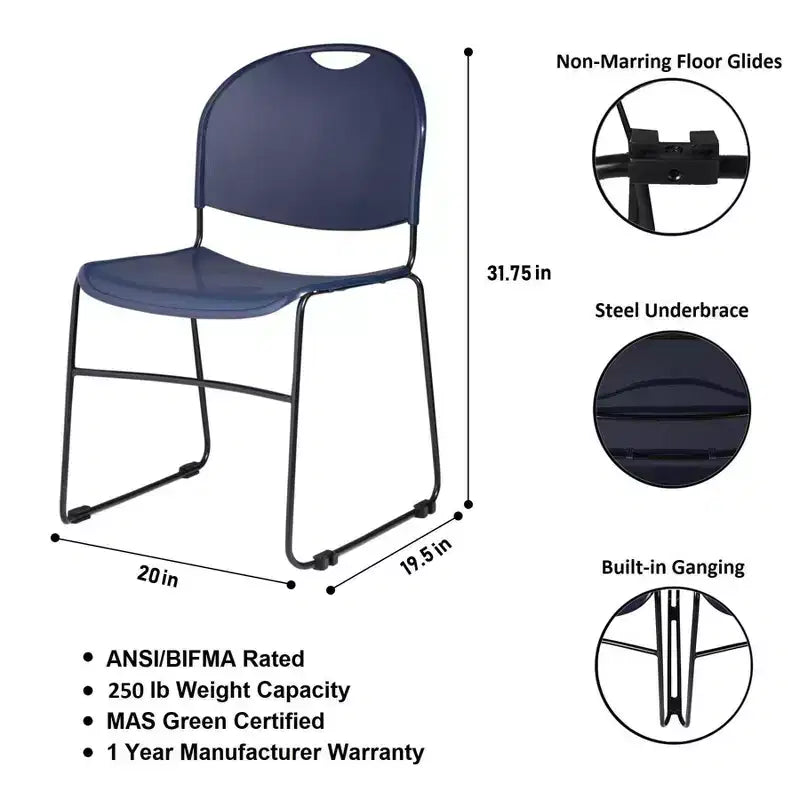 Hampden Furnishings 4pk Naomi Collection Ultra Compact Stack Chair