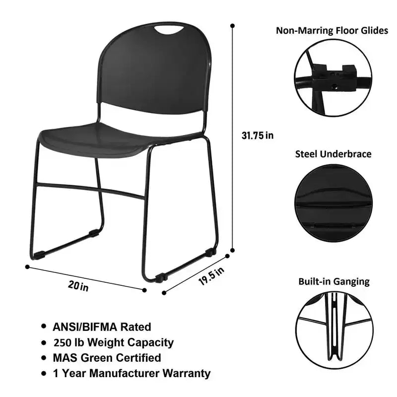 Hampden Furnishings 4pk Naomi Collection Ultra Compact Stack Chair