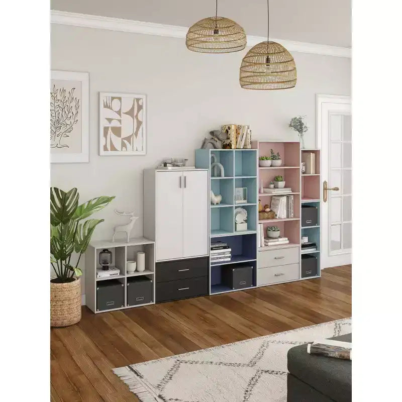 24/7 Shop At Home Bibliothèque moderne Silkpath 23,7 pouces à 2 cubes empilables et modulaires