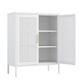 Metal Storage Cabinet with 2 Doors and 2 Adjustable Shelves, Steel Lockable Garage Storage Cabinet, Metal File Cabinet