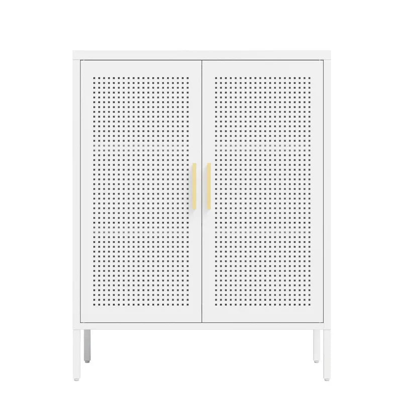Metal Storage Cabinet with 2 Doors and 2 Adjustable Shelves, Steel Lockable Garage Storage Cabinet, Metal File Cabinet