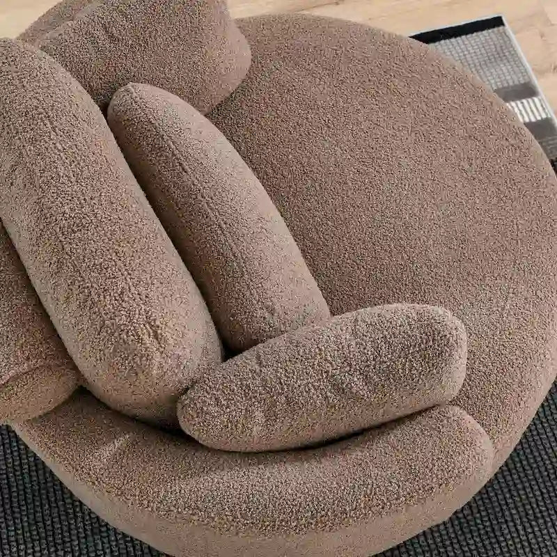39 W Oversized Swivel Chair,moon storage ottoman,Loveseat Circle Swivel Barrel Chairs Cuddle Sofa Lounger Armchair,4 Pillows